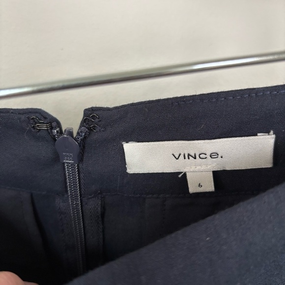 Vince Navy Blue Wide Leg Linen Blend Crop Pants Size 6 - Picture 2 of 7